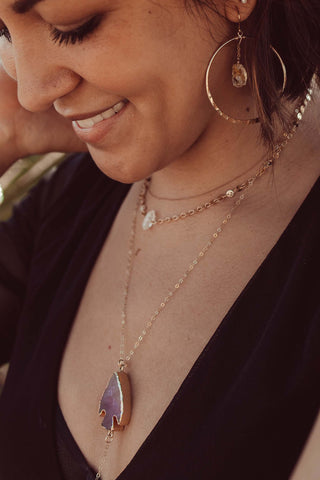 purple amethyst arrowhead gold necklace