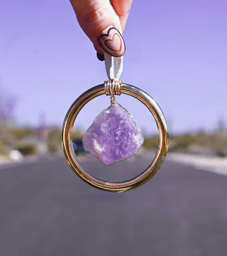 purple amethyst crystal rear view mirror accessory