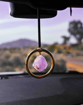 purple amethyst crystal rear view mirror accessory