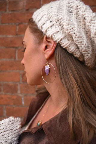 amethyst arrowhead gold hoops