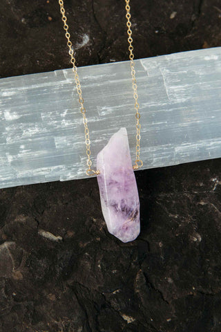 amethyst crystal gold necklace