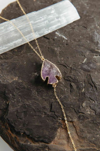 purple amethyst arrowhead gold necklace