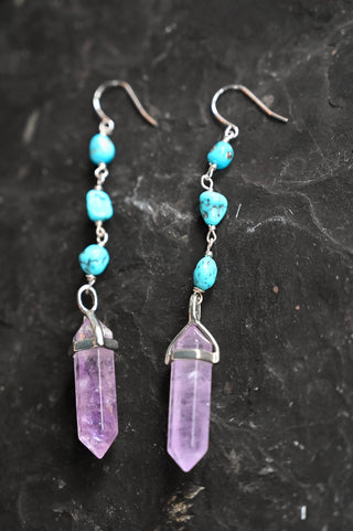 Vibe Up Amethyst & Turquoise Dangle Earrings