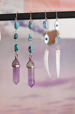 Vibe Up Amethyst & Turquoise Dangle Earrings