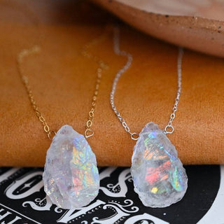 angel aura quartz crystal necklace