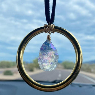 angel aura quartz crystal car charm 