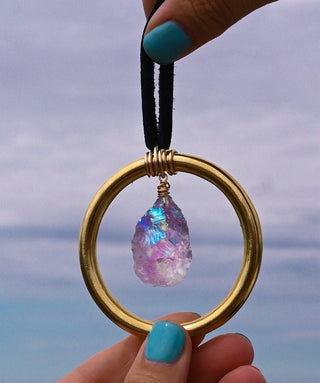 angel aura quartz crystal car charm 