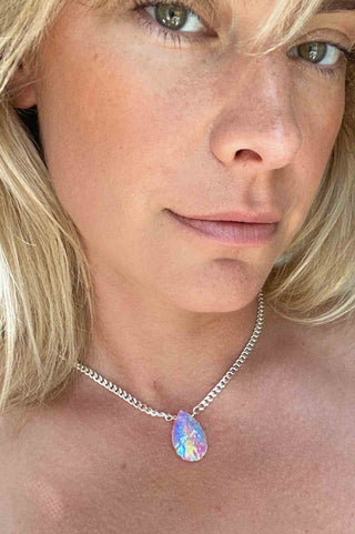 angel aura quartz silver necklace