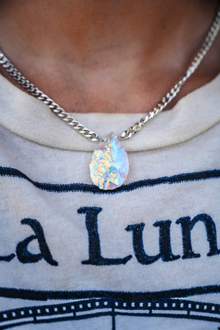 angel aura quartz silver necklace