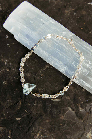 blue aquamarine silver chain bracelet