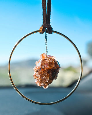 brown aragonite gemstone car accessory