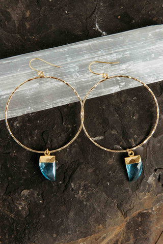 blue topaz gold hoop earrings