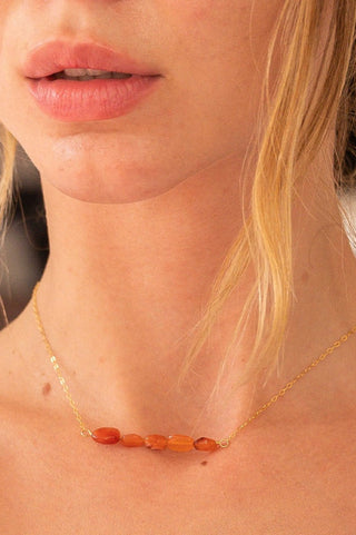carnelian crystal gold necklace