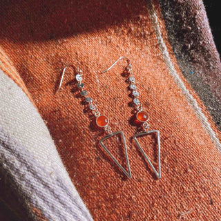 carnelian crystal silver earrings