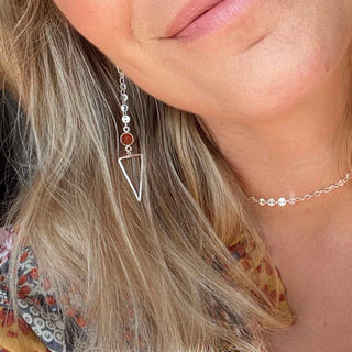 carnelian crystal silver earrings