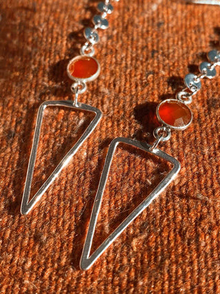 carnelian crystal silver earrings