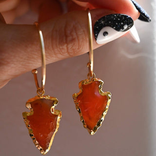 carnelian gemstone gold hoop earrings