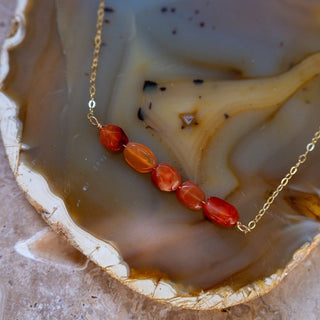 carnelian crystal gold necklace