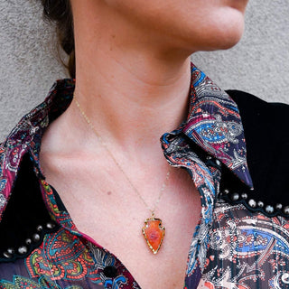 red carnelian arrowhead gold necklace