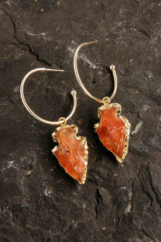 carnelian gemstone gold hoop earrings