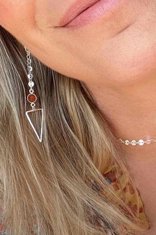 carnelian crystal silver earrings