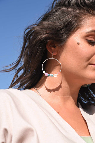 gemstone silver hoop earrings
