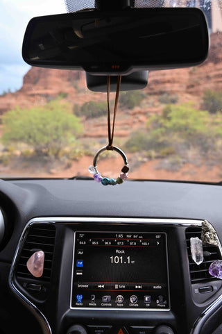 gemstones silver car charm 