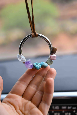 gemstones silver car charm 