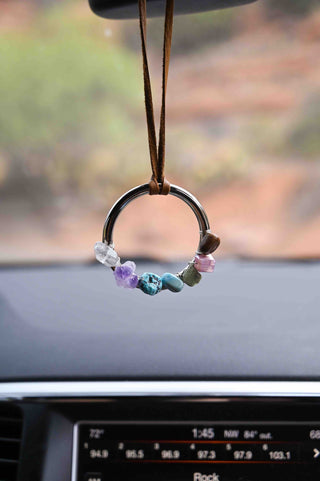 gemstones silver car charm 