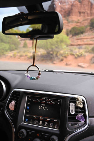 gemstones silver car charm 