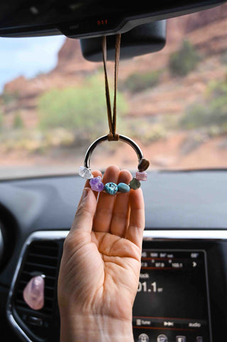 gemstones silver car charm 