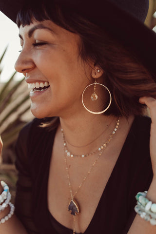 citrine crystal gold hoop earrings