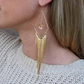 citrine gold fringe earrings