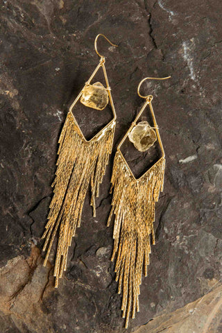 citrine crystal gold dangle earrings