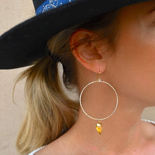 orange citrine gold hoop earrings