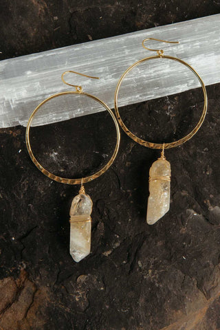 citrine crystal gold hoop earrings