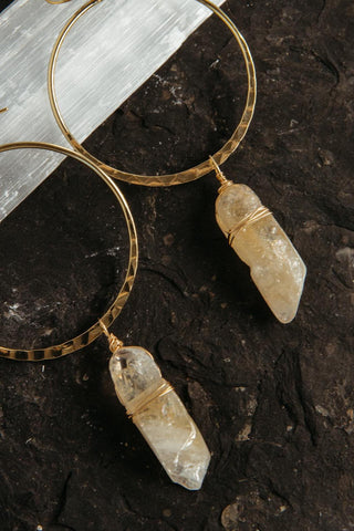 citrine crystal gold hoop earrings
