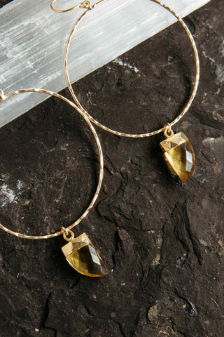 orange citrine gold hoop earrings