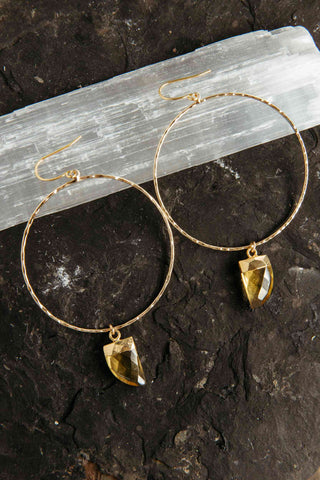 orange citrine gold hoop earrings