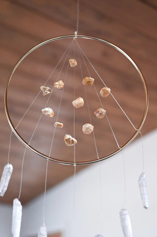 orange citrine clear quartz crystal suncatcher 