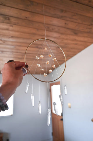 orange citrine clear quartz crystal suncatcher 