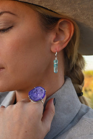 blue quartz crystal huggie earrings