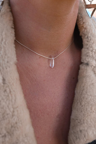 small quartz crystal sterling silver necklace