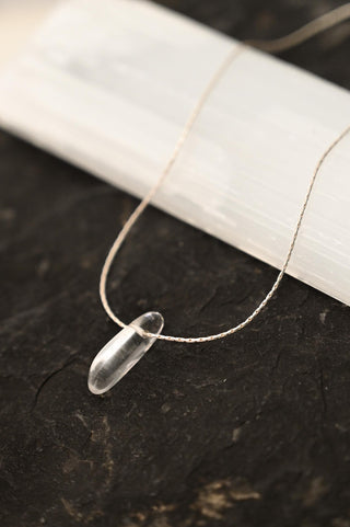 small quartz crystal sterling silver necklace