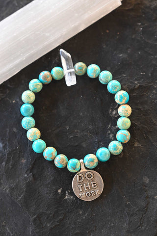 green jasper quartz beaded bracelet