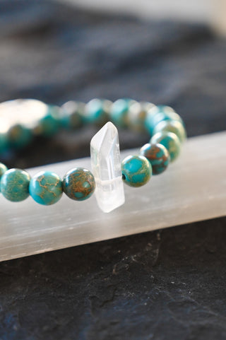 green jasper quartz beaded bracelet