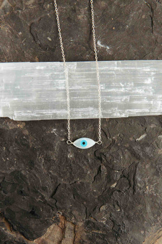 evil eye pendant silver necklace