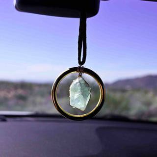 green fluorite brass car charm