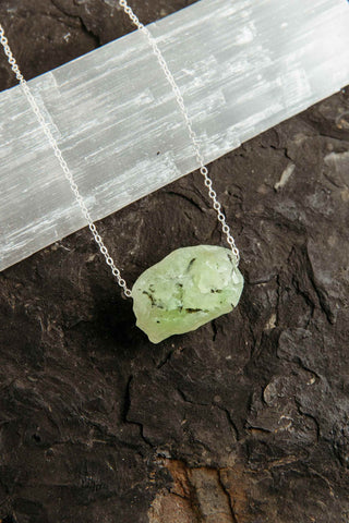 green fluorite crystal silver necklace