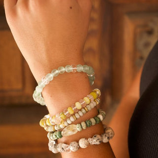 yellow turquoise quartz beaded bracelet